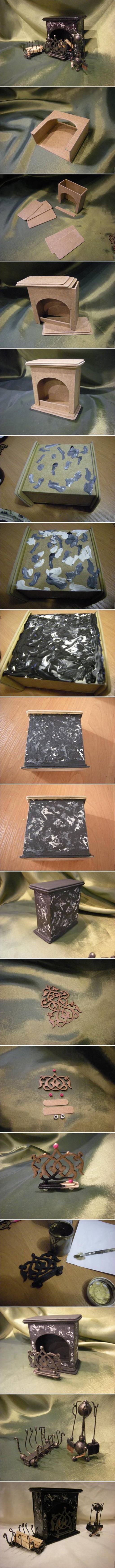 How to make Imitate Stone Fireplace step by step DIY tutorial instructions