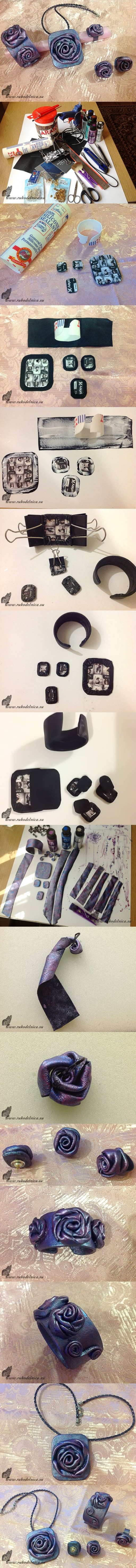 How to make Leather Jewelry Set step by step DIY tutorial instructions
