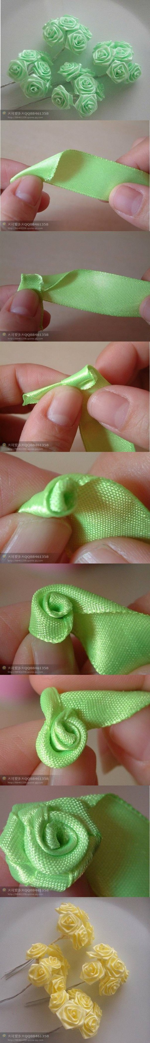How to make Mini Ribbon Roses DIY tutorial instructions