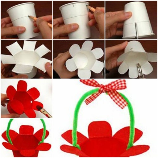 How to make Paper Cup Basket step by step DIY tutorial instructions thumb