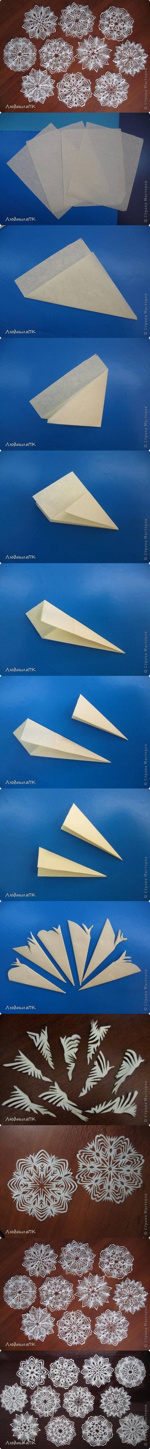 How to make Paper Snowflake Method step by step DIY tutorial instructions