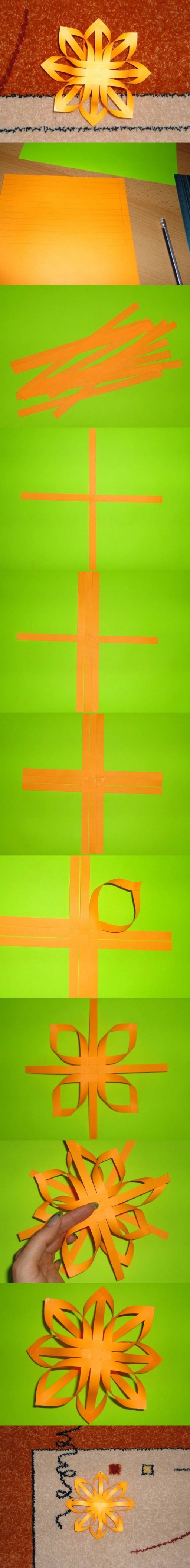 How to make Paper Strips Snowflakes DIY tutorial step by step instructions