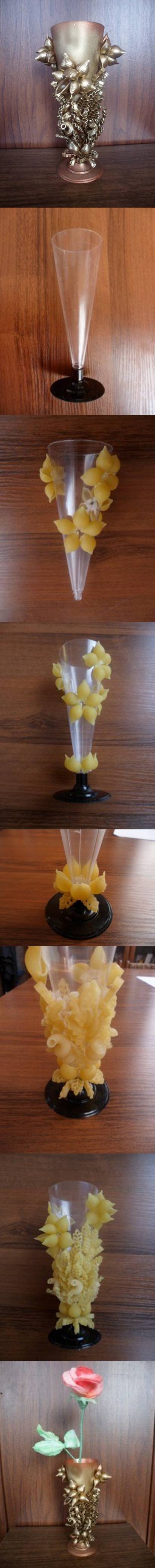 How to make Pasta Decorated Vase step by step DIY tutorial instructions