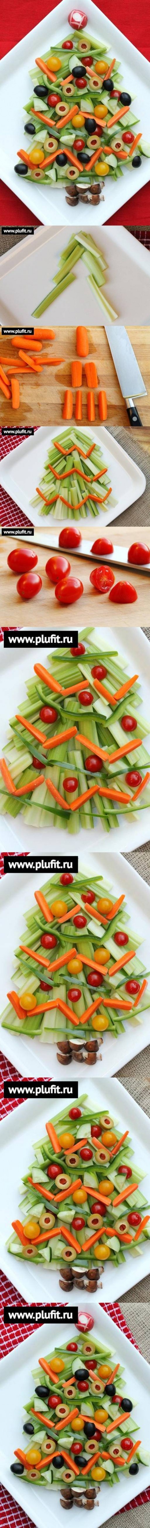 How to make Vegetable Christmas Tree Snack step by step DIY tutorial instructions