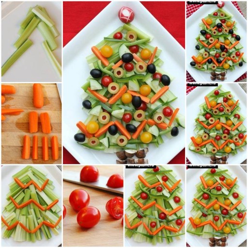 How to make Vegetable Christmas Tree Snack step by step DIY tutorial instructions thumb