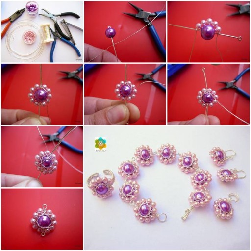 How to make beautiful Beads or Pearl Flowers DIY tutorial instructions thumb