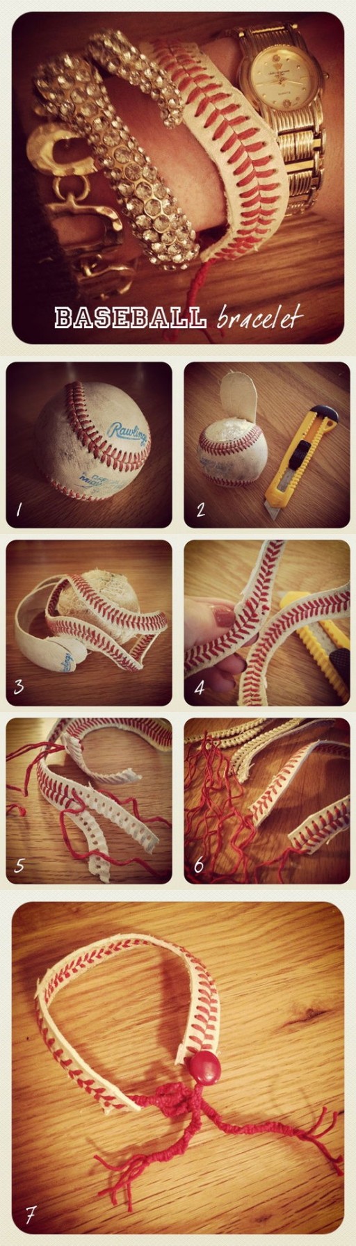 How to make beautiful Bracelets  with baseball step by step DIY tutorial instructions