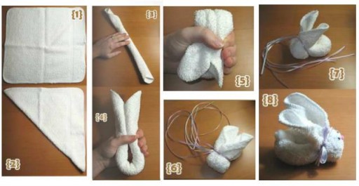 How to make cute towel bunny step by step DIY tutorial instructions