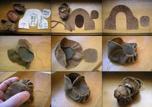 How to make doll shoes kids moccasins step by step DIY tutorial instructions
