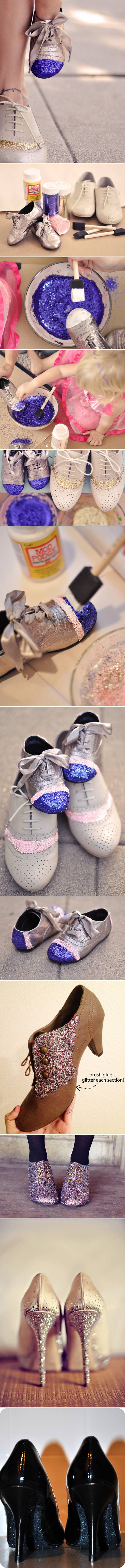 How to make nice Glitter Shoes step by step DIY tutorial instructions