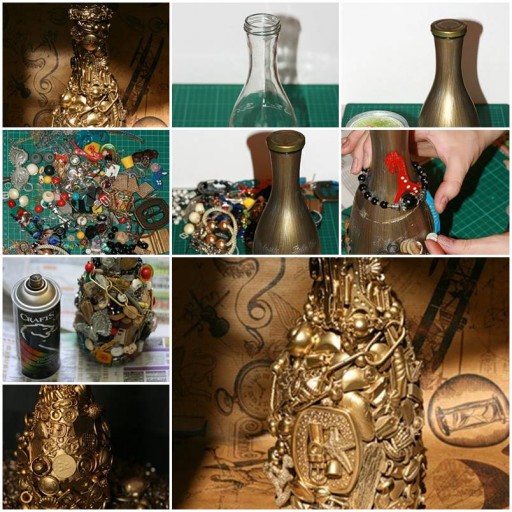 How to make pretty decorative jars and bottles with Unwanted junk DIY tutorial instructions thumb
