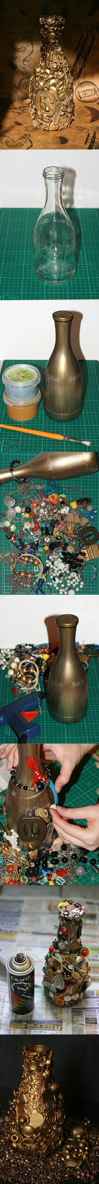 How to make pretty decorative jars and bottles with Unwanted junk DIY tutorial instructions