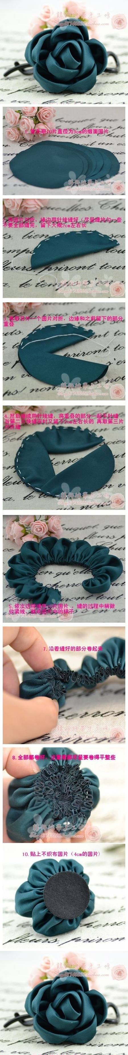 How to make simple Fabric Roses DIY tutorial instructions