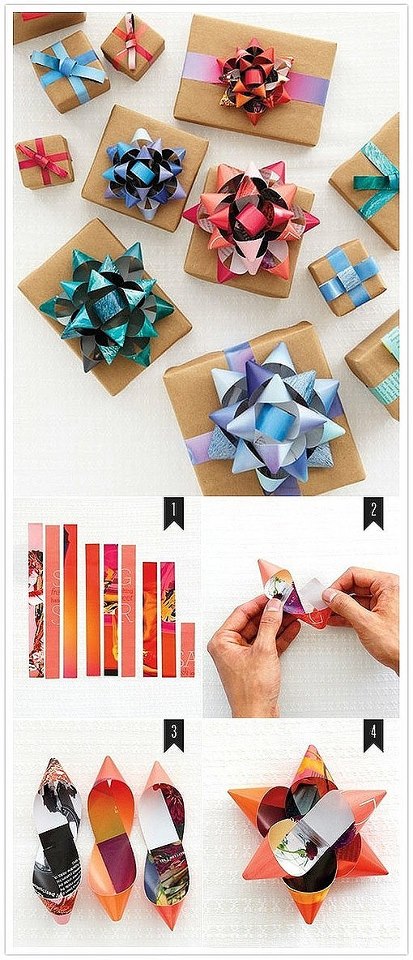 How to recycle magazines to decorate gift boxes step by step DIY tutorial instructions