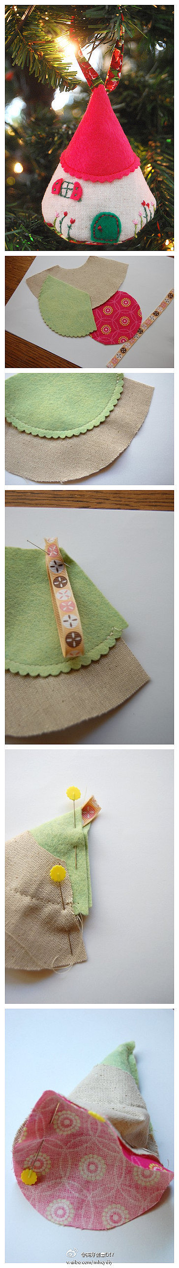 How to sew cute Christmas trees step by step DIY tutorial instructions