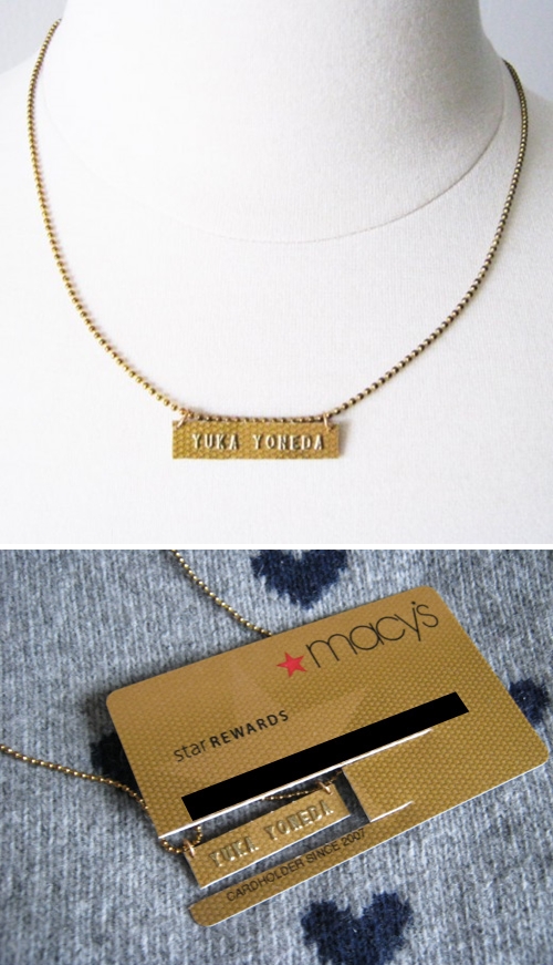 How to up-cycle a credit card into a name necklace step by step DIY tutorial instructions