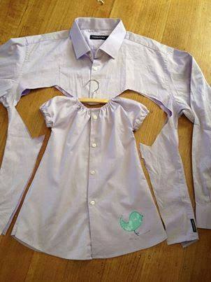 How to up-cycle used men's shirts into toddler dresses step by step DIY tutorial instructions
