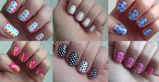 How to do six simple dot nail arts step by step DIY tutorial instructions