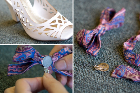 How to jazz up gorgeous shoes with vintage clip earrings step by step DIY tutorial instructions 4