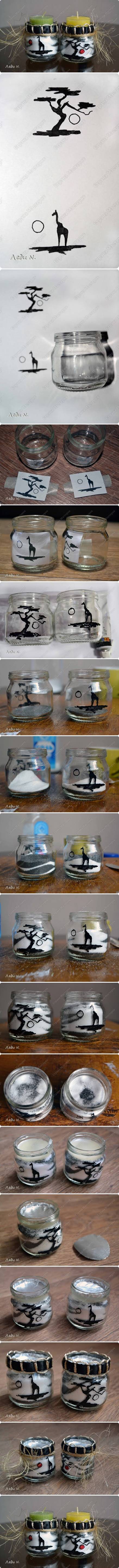 How to make African Theme Candle Holder step by step DIY tutorial instructions