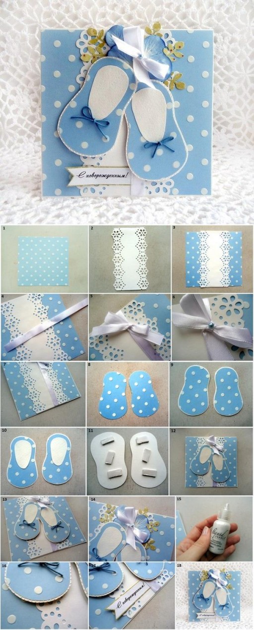 How to make Baby Shower Card step by step DIY tutorial instructions