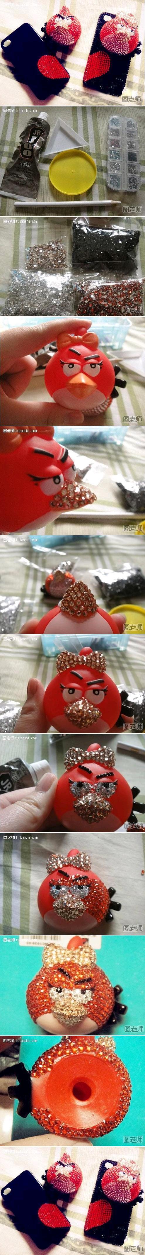 How to make Beaded Angry Bird iPhone Case step by step DIY tutorial instructions