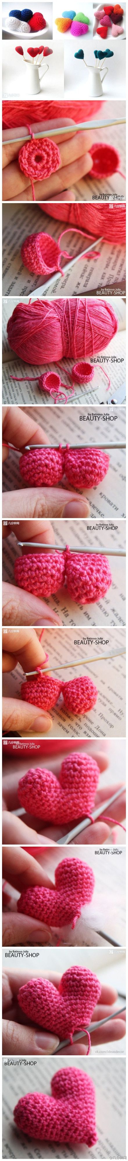 How to make Beautiful Crochet Heart step by step DIY tutorial instructions