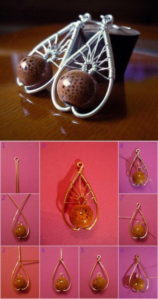 How to make Beautiful Wire Pendant step by step DIY tutorial instructions