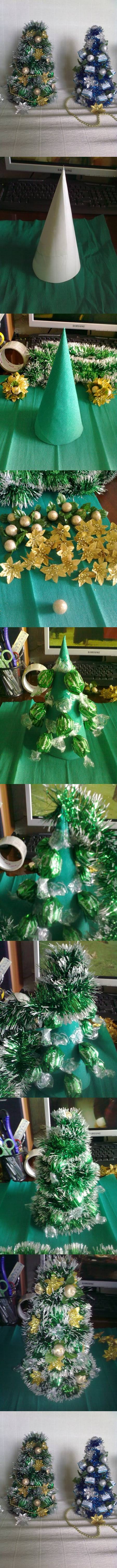 How to make Candy Christmas Trees step by step DIY tutorial instructions