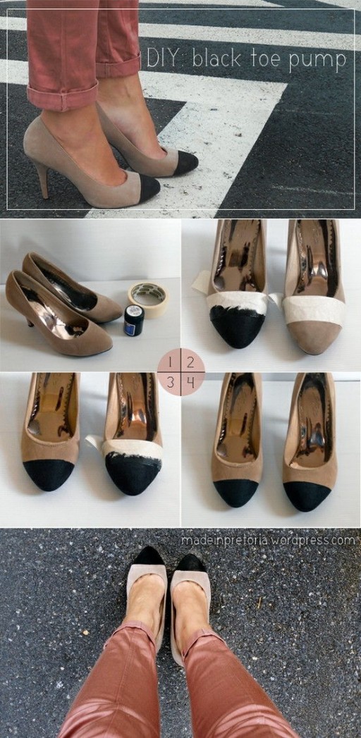 How to make Custom Black Toe Pump designer shoes step by step DIY tutorial instructions