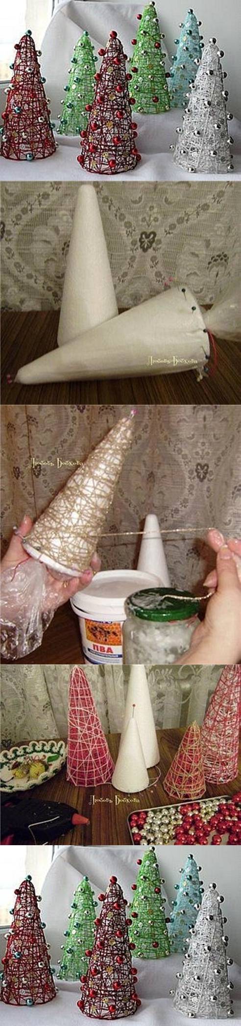 How to make Cute Decorative Christmas Trees step by step DIY tutorial instructions