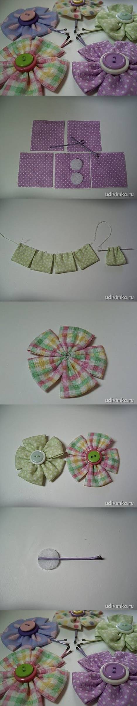 How to make Cute Fabric Flower Hairpin step by step DIY tutorial instructions