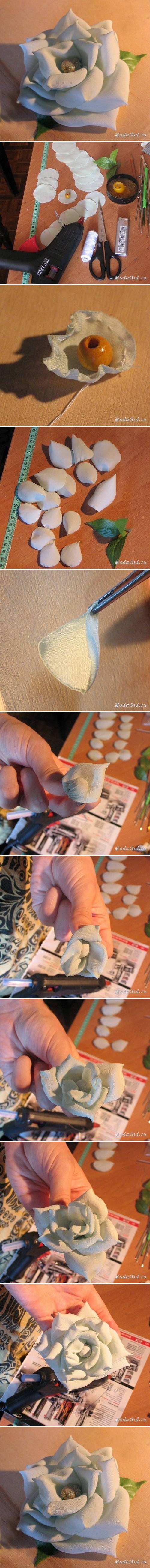 How to make Modular Nylon Rose step by step DIY tutorial instructions