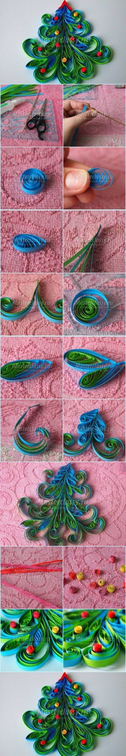 How to make Quilled Christmas Tree Card Making Projects DIY tutorial instructions