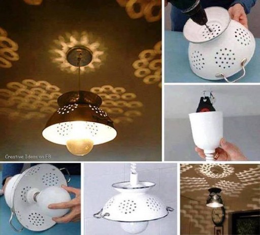 How to make beautiful colander lighting fixtures step by step DIY tutorial instructions