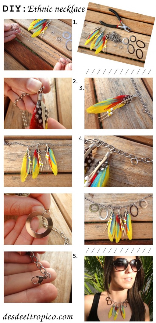 How to make cool exotic ethnic necklace step by step DIY tutorial instructions
