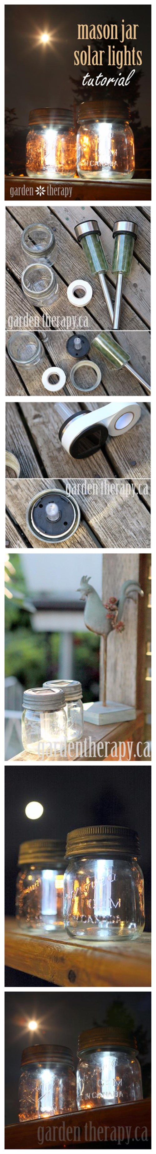 How to make cool mason jar solar lights step by step DIY tutorial instructions