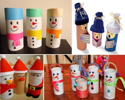 How to make cute X'mas decoration with toilet paper rolls step by step DIY tutorial instructions