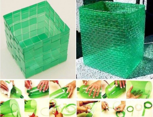 How to make make beautiful baskets with re-purposed PET bottles step by step DIY tutorial instructions