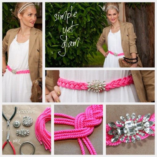 How to make pretty pink braid belt step by step DIY tutorial instructions