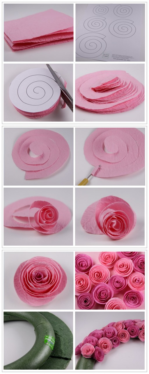 How to make pretty rose wreath step by step DIY tutorial instructions