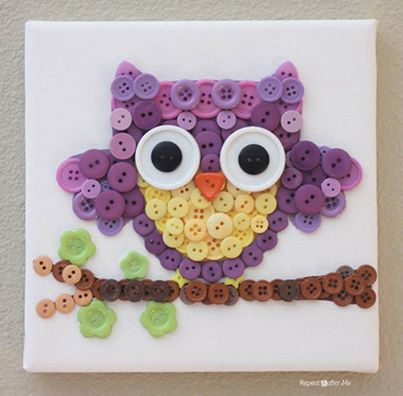Mosaic button owl craft