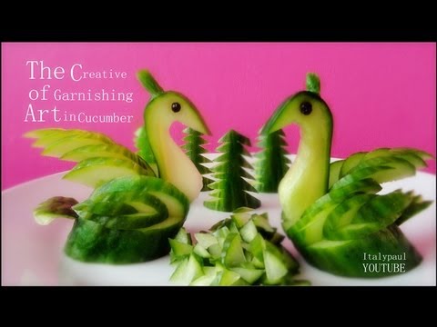 How to carve beautiful cucumber swan fruit art step by step DIY tutorial instructions