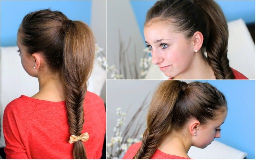 How to make a Fluffy Fishtail Braid hairstyles step by step DIY tutorial instructions
