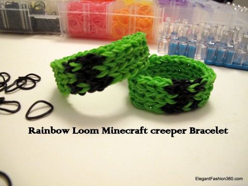 How to make Minecraft Creeper Bracelet on Rainbow Loom step by step DIY tutorial instructions