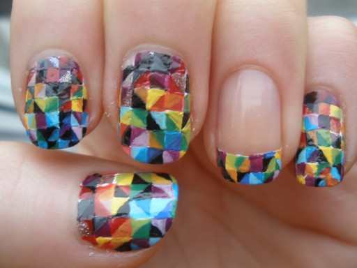 How to paint Colorful Kaleidoscope nail art step by step DIY tutorial instructions