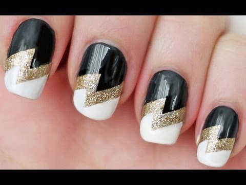 How to paint lightning bolt nail art mani step by step DIY tutorial instructions