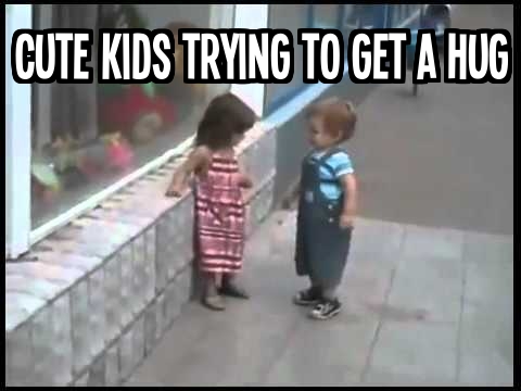 How a cute kid try to get a hug