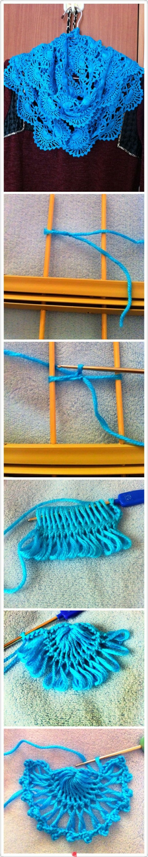 How to crochet pretty lace scarf step by step DIY tutorial instructions