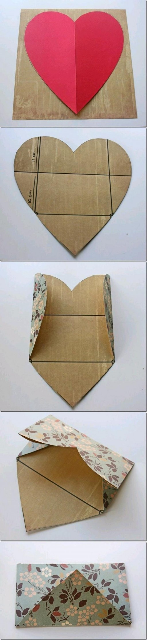How to fold a cute DIY envelope from a heart step by step tutorial instructions (1)